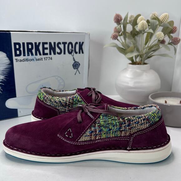 Birkenstocks Memphis Suede/Textile Shoes Burgundy Men 11 EU 44 NWB Comfort Shoe